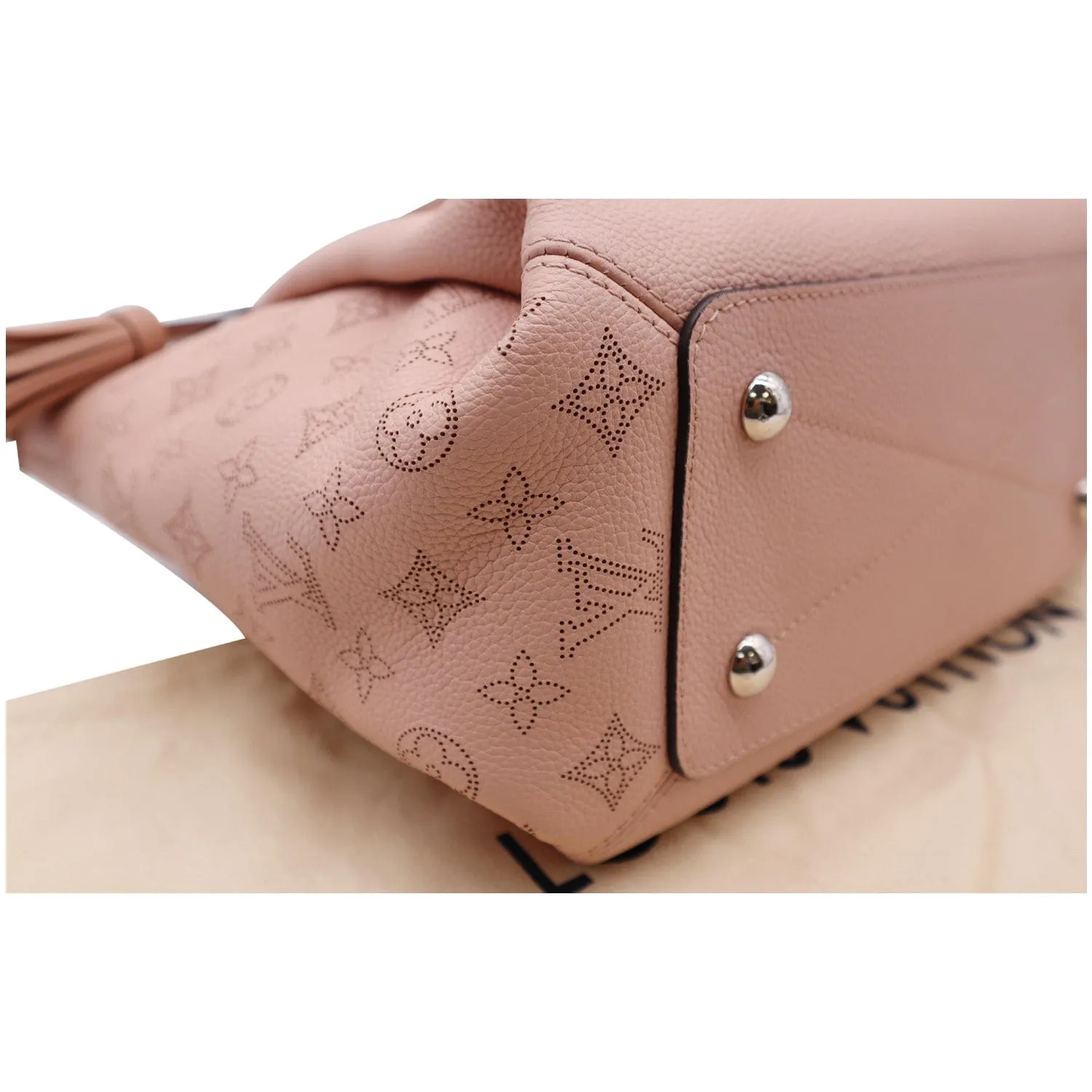 LOUIS VUITTON Haumea Mahina Leather Shoulder Bag Rose Pink