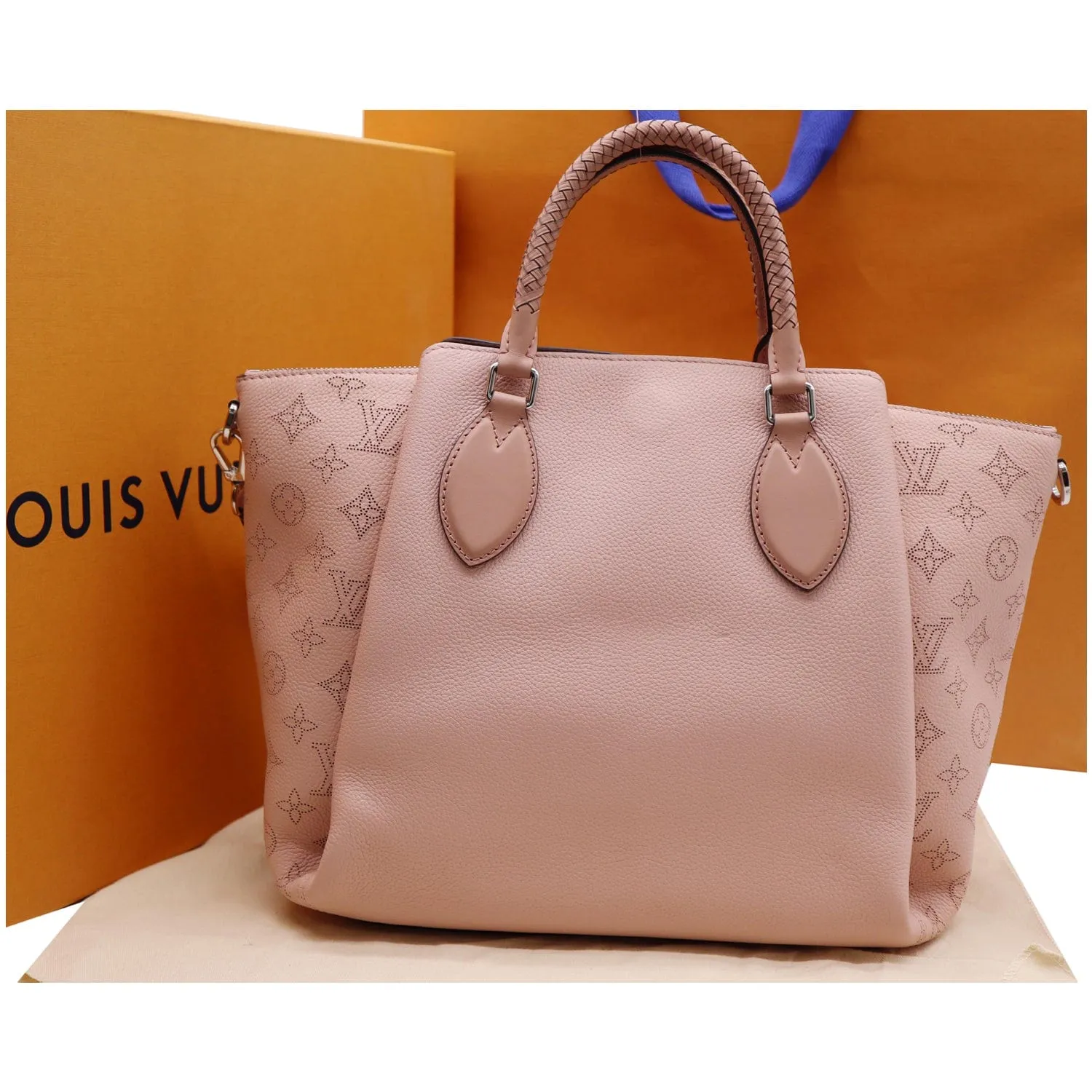 LOUIS VUITTON Haumea Mahina Leather Shoulder Bag Rose Pink
