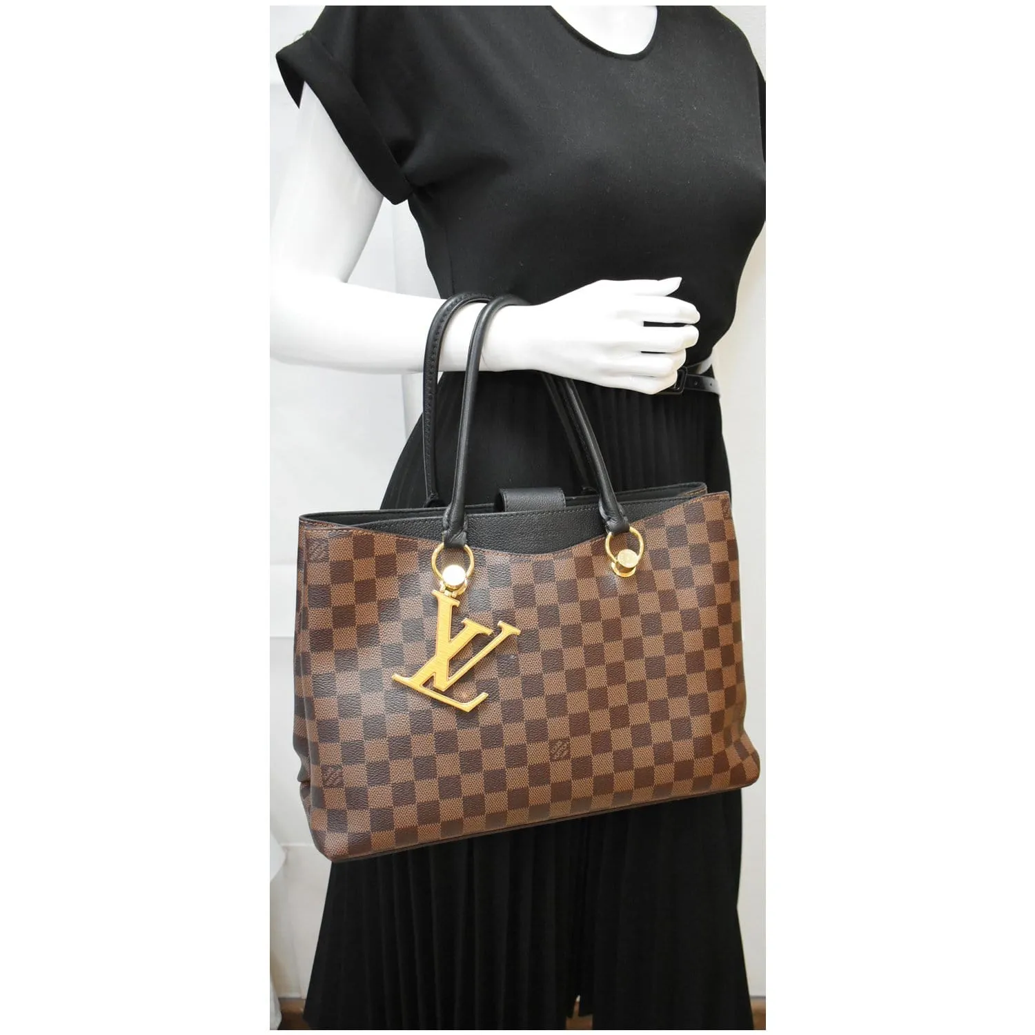 LOUIS VUITTON LV Riverside Damier Ebene Shoulder Bag Black