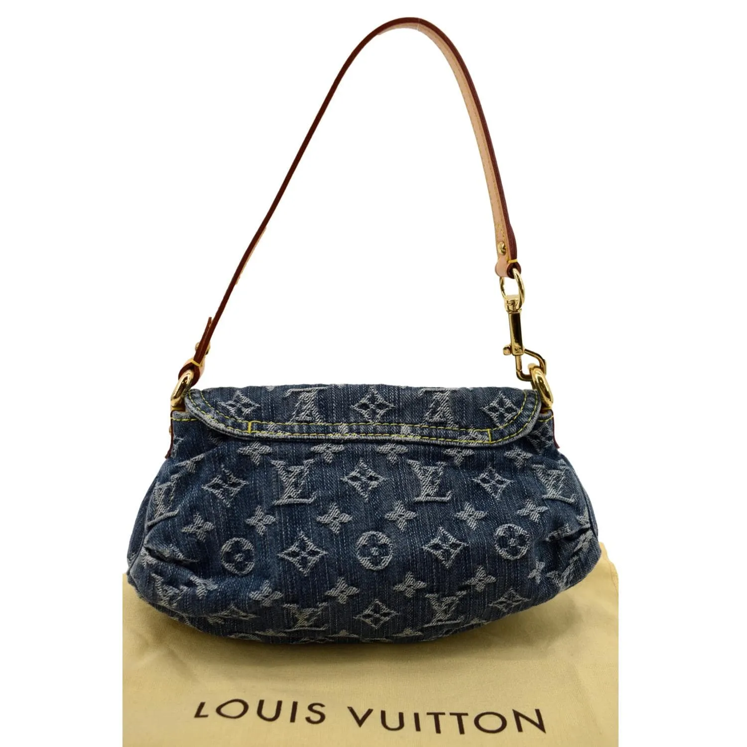 LOUIS VUITTON Mini Pleaty Monogram Denim Shoulder Handbag Blue