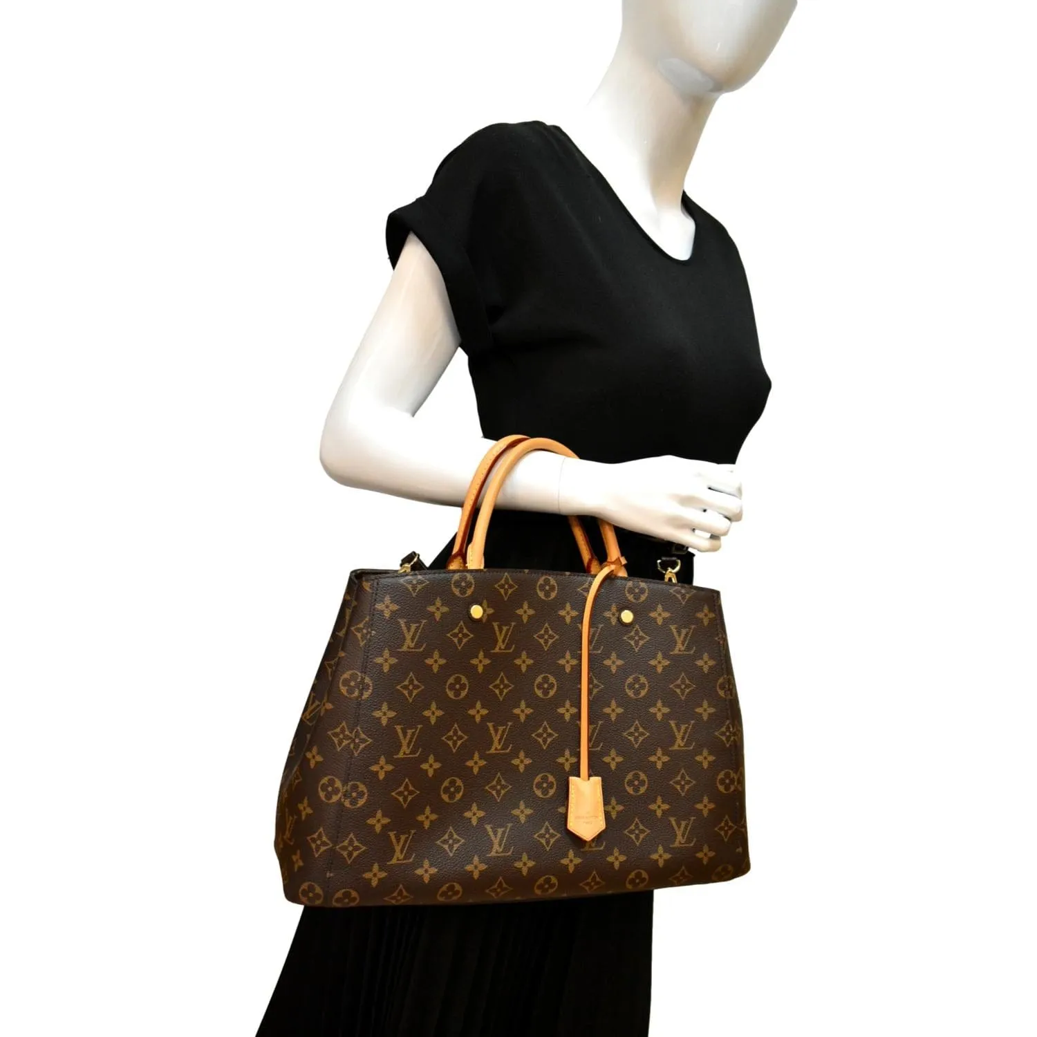 LOUIS VUITTON Montaigne GM Monogram Canvas Shoulder Bag Brown