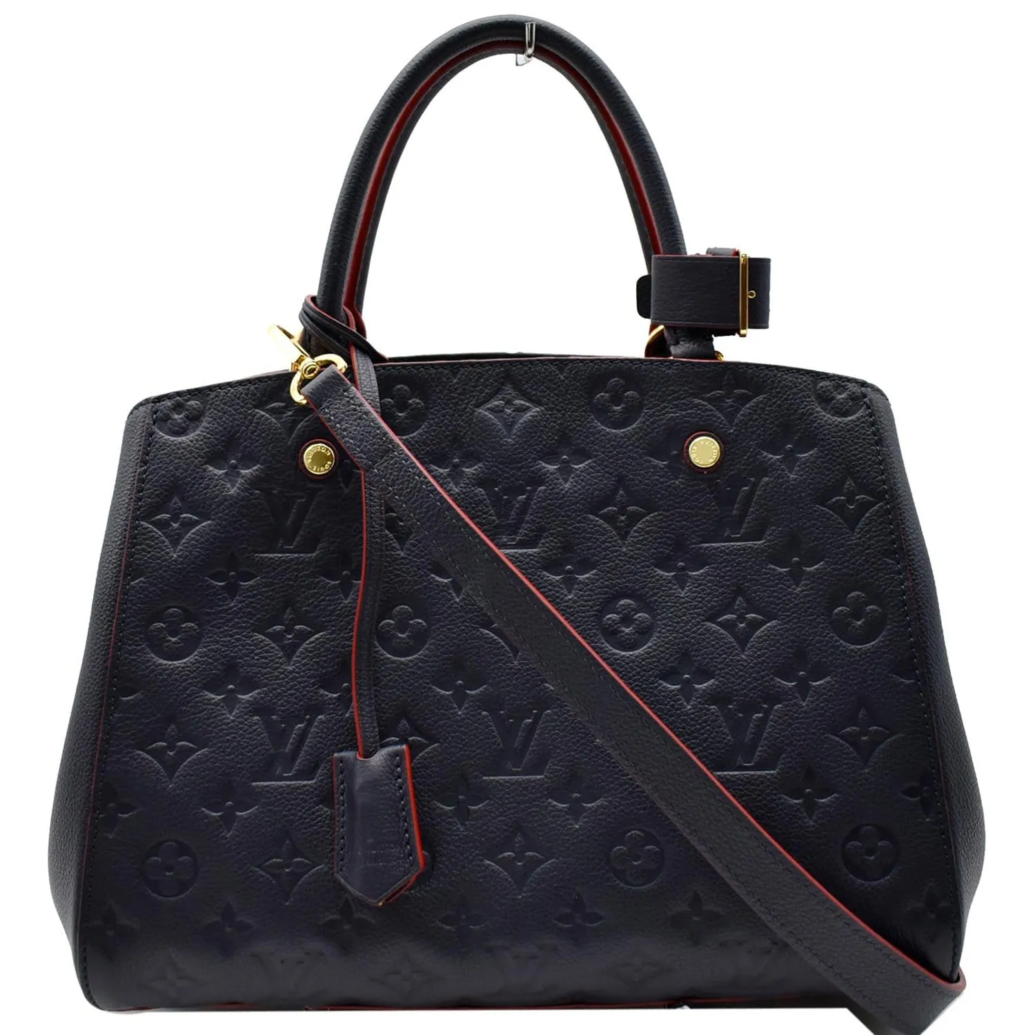 LOUIS VUITTON Montaigne MM Monogram Empreinte Shoulder Bag Blue