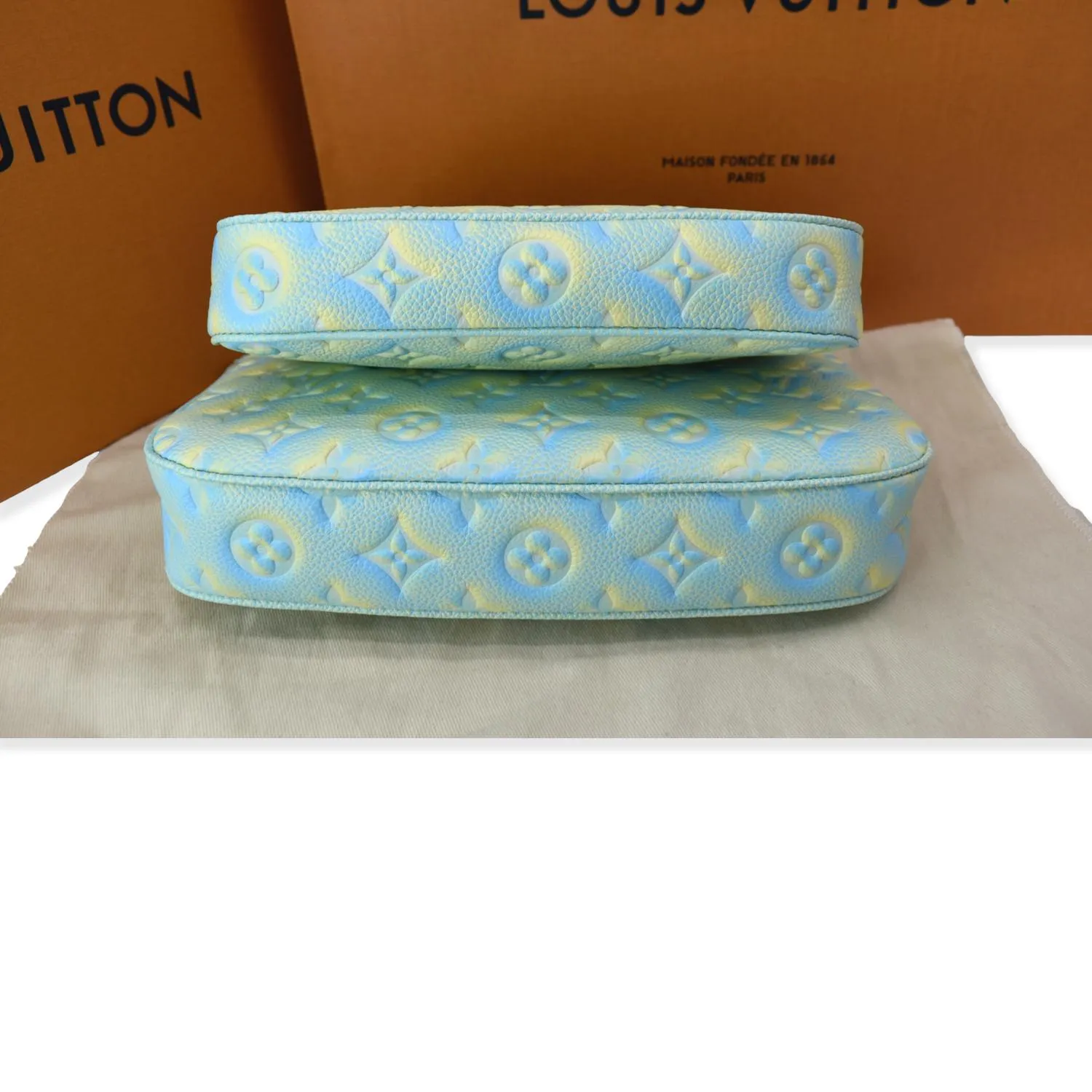 LOUIS VUITTON Multi Pochette Accessoires Monogram Empreinte Shoulder Bag Vert d'eau