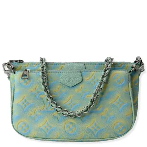 LOUIS VUITTON Multi Pochette Accessoires Monogram Empreinte Shoulder Bag Vert d'eau