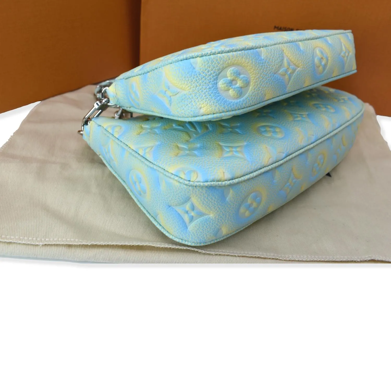 LOUIS VUITTON Multi Pochette Accessoires Monogram Empreinte Shoulder Bag Vert d'eau