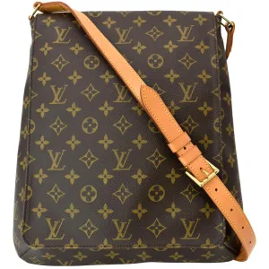 LOUIS VUITTON Musette Salsa GM Monogram Canvas Crossbody Bag Brown