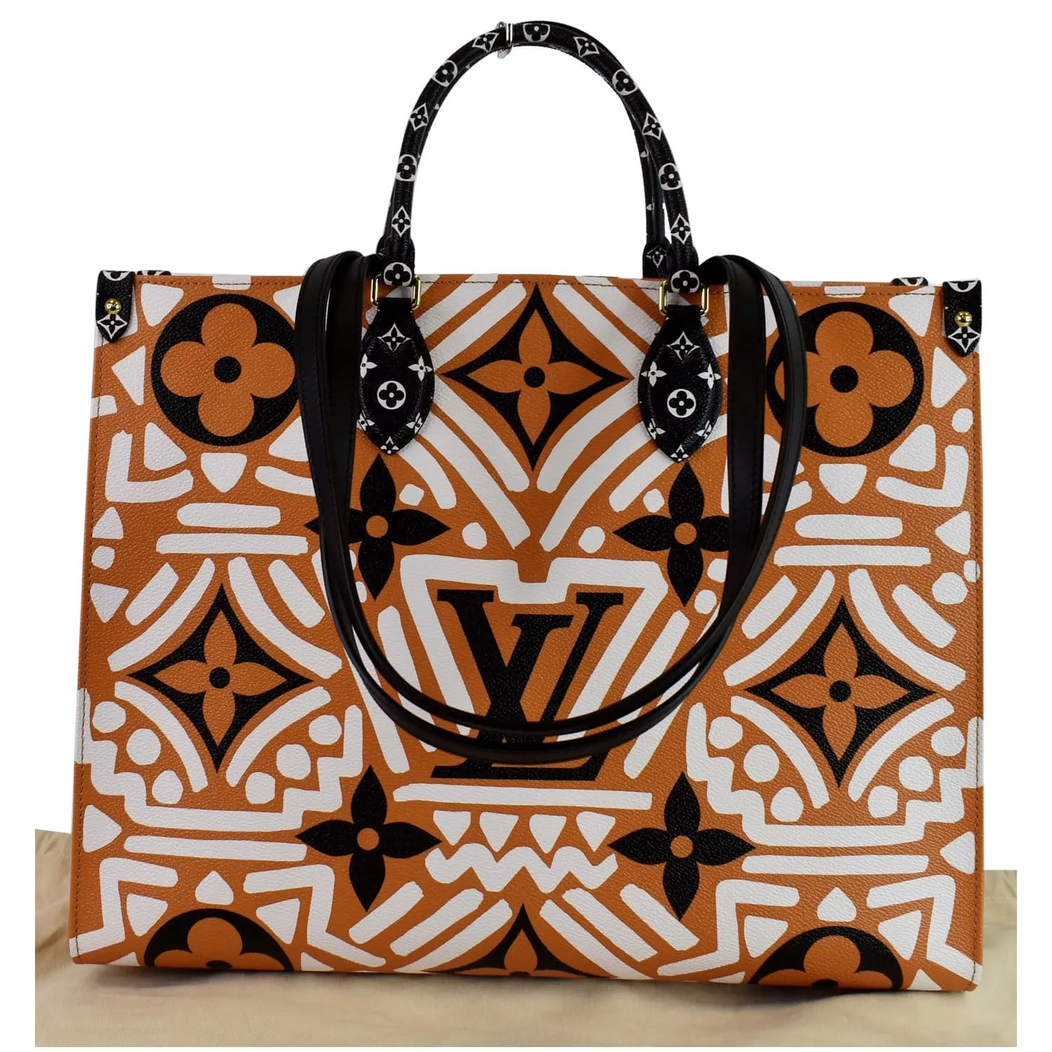 LOUIS VUITTON Onthego GM Crafty Monogram Giant Canvas Shoulder Bag Caramel