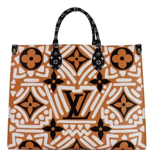 LOUIS VUITTON Onthego GM Crafty Monogram Giant Canvas Shoulder Bag Caramel
