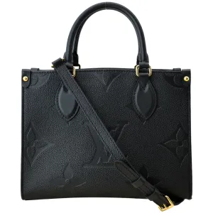 LOUIS VUITTON Onthego PM Monogram Empreinte Tote Shoulder Bag Black