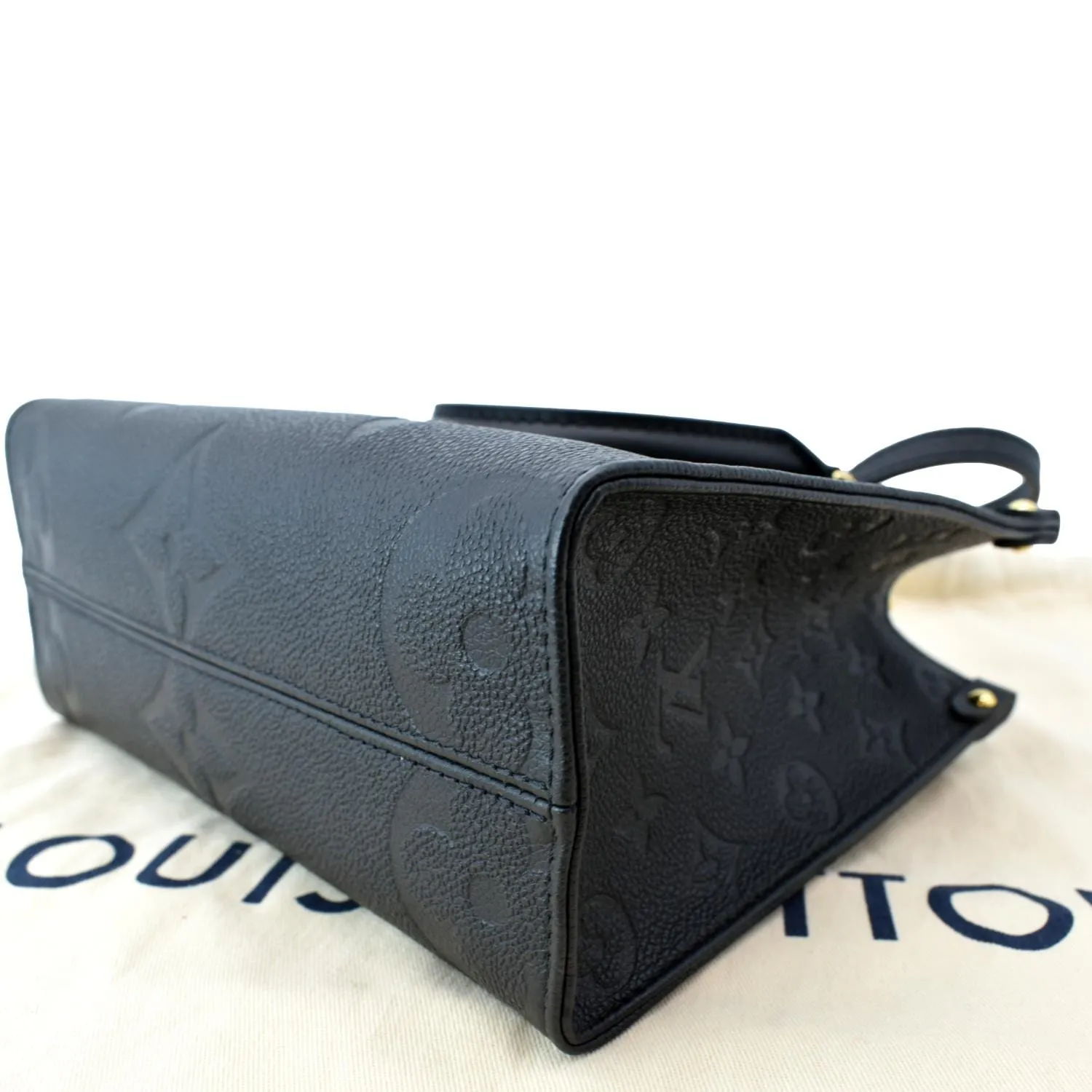 LOUIS VUITTON Onthego PM Monogram Empreinte Tote Shoulder Bag Black
