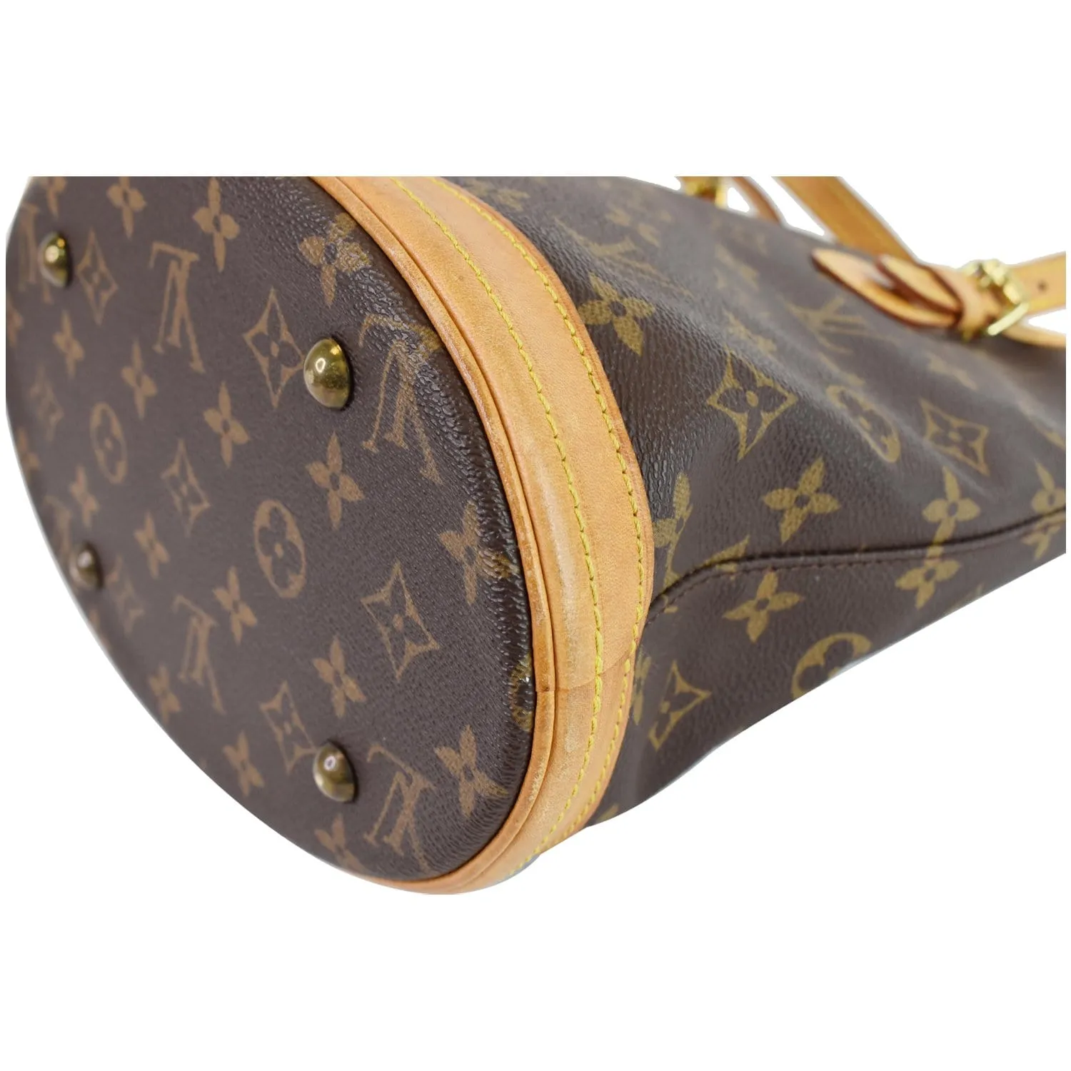 LOUIS VUITTON Petit Bucket Monogram Canvas Shoulder Bag Brown