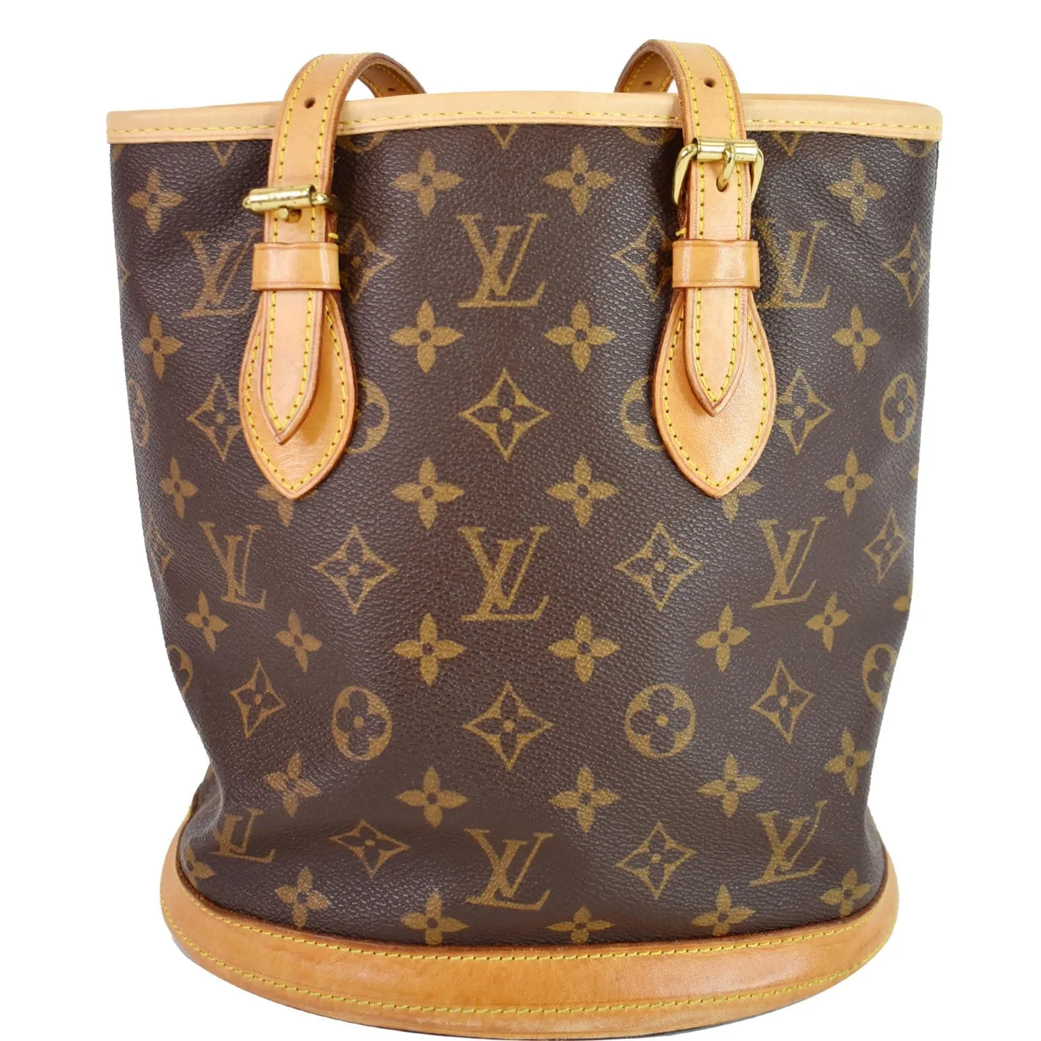 LOUIS VUITTON Petit Bucket Monogram Canvas Shoulder Bag Brown