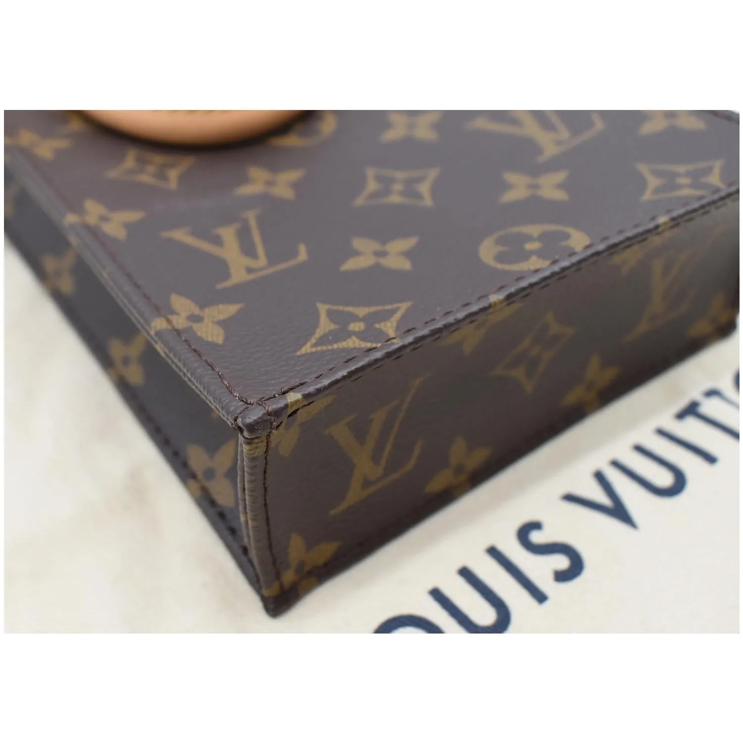 LOUIS VUITTON Petit Sac Plat Monogram Canvas Shoulder Bag Brown
