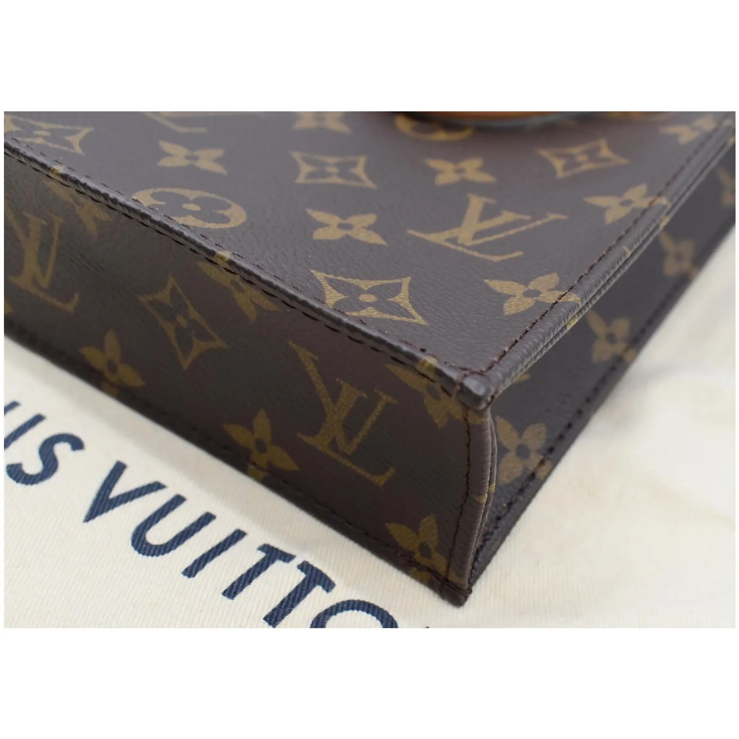 LOUIS VUITTON Petit Sac Plat Monogram Canvas Shoulder Bag Brown