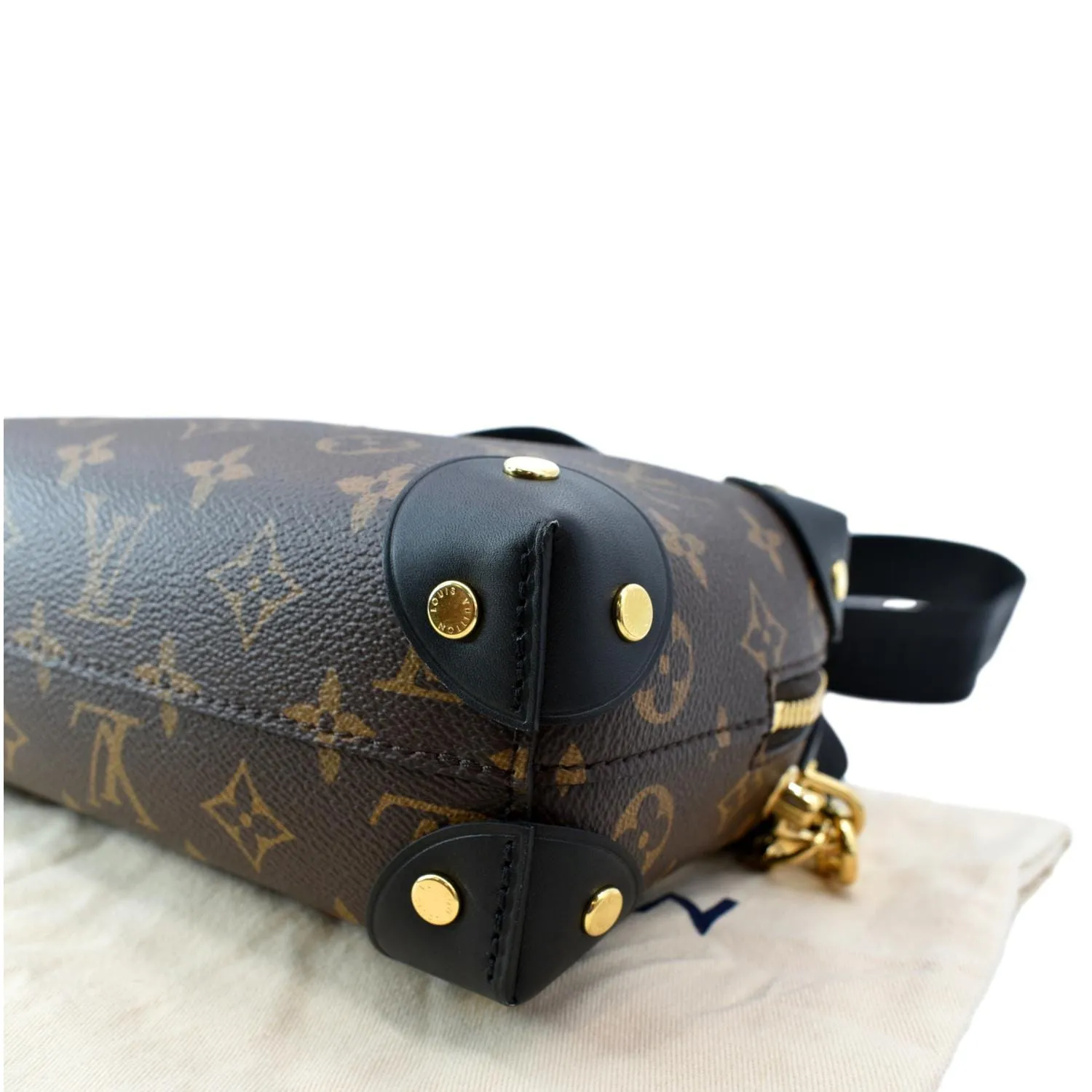 LOUIS VUITTON Petite Malle Souple Monogram Canvas Shoulder Bag Black