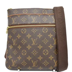 LOUIS VUITTON Pochette Valmy Monogram Canvas Crossbody Bag Brown