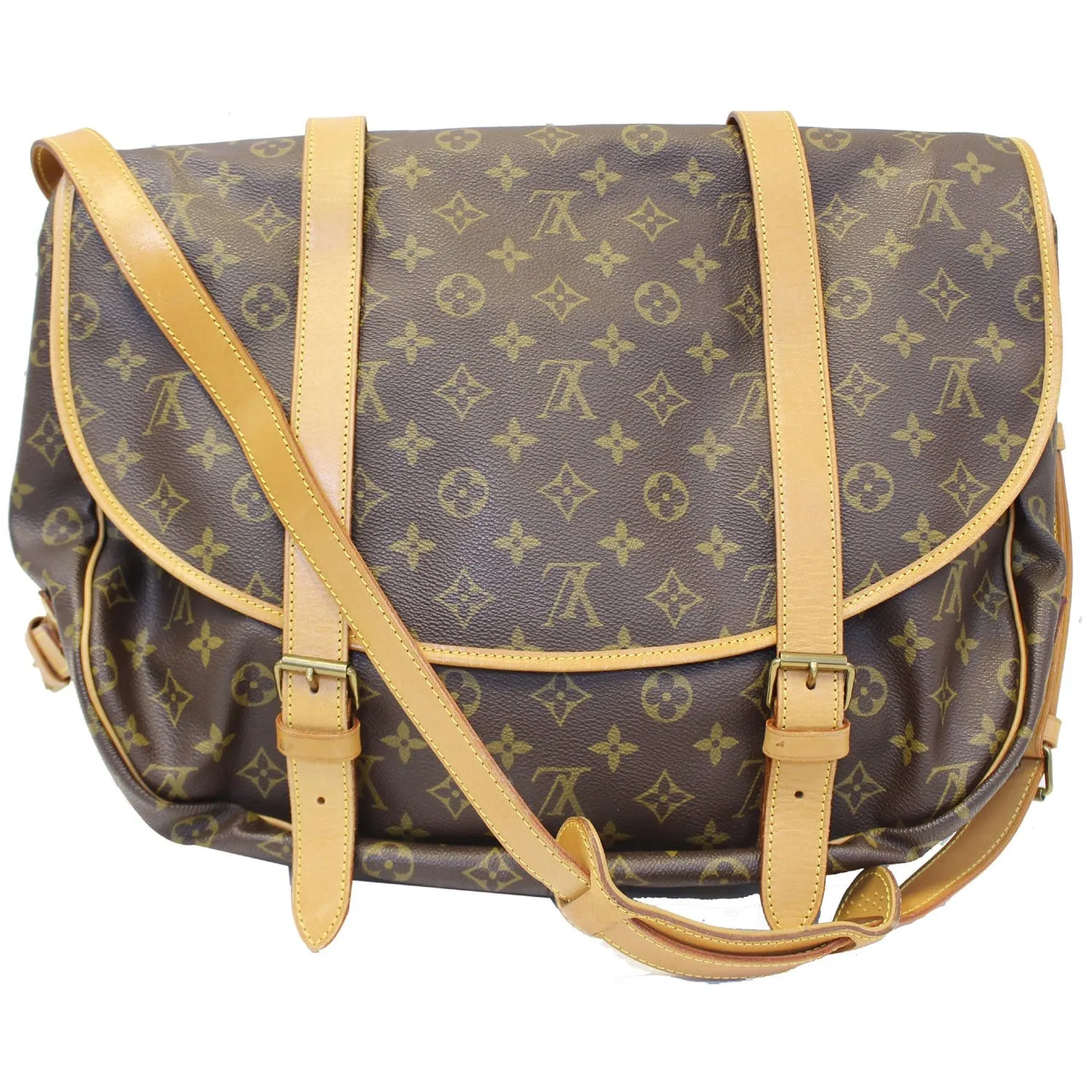 LOUIS VUITTON Saumur 43 Monogram Canvas Shoulder Bag Brown
