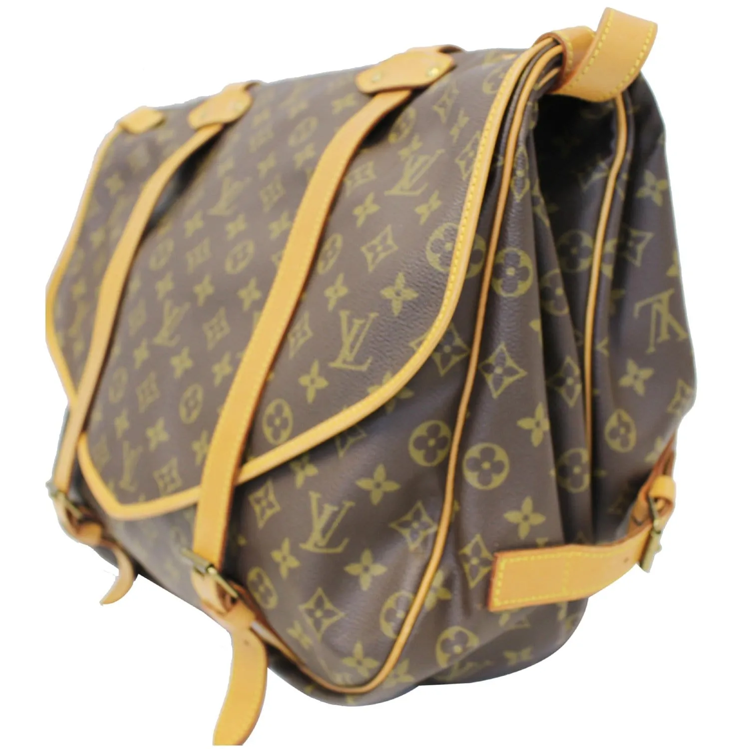 LOUIS VUITTON Saumur 43 Monogram Canvas Shoulder Bag Brown