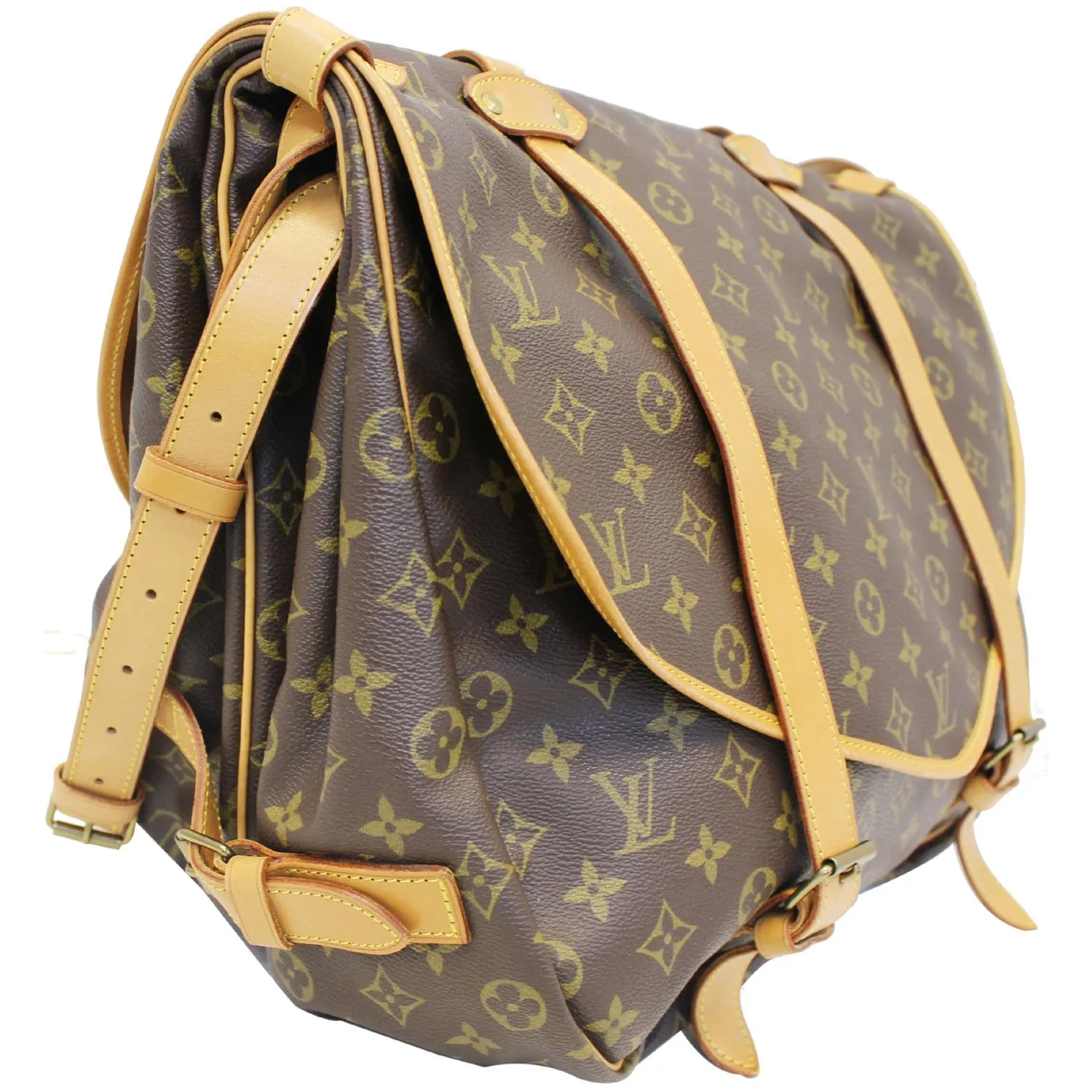 LOUIS VUITTON Saumur 43 Monogram Canvas Shoulder Bag Brown