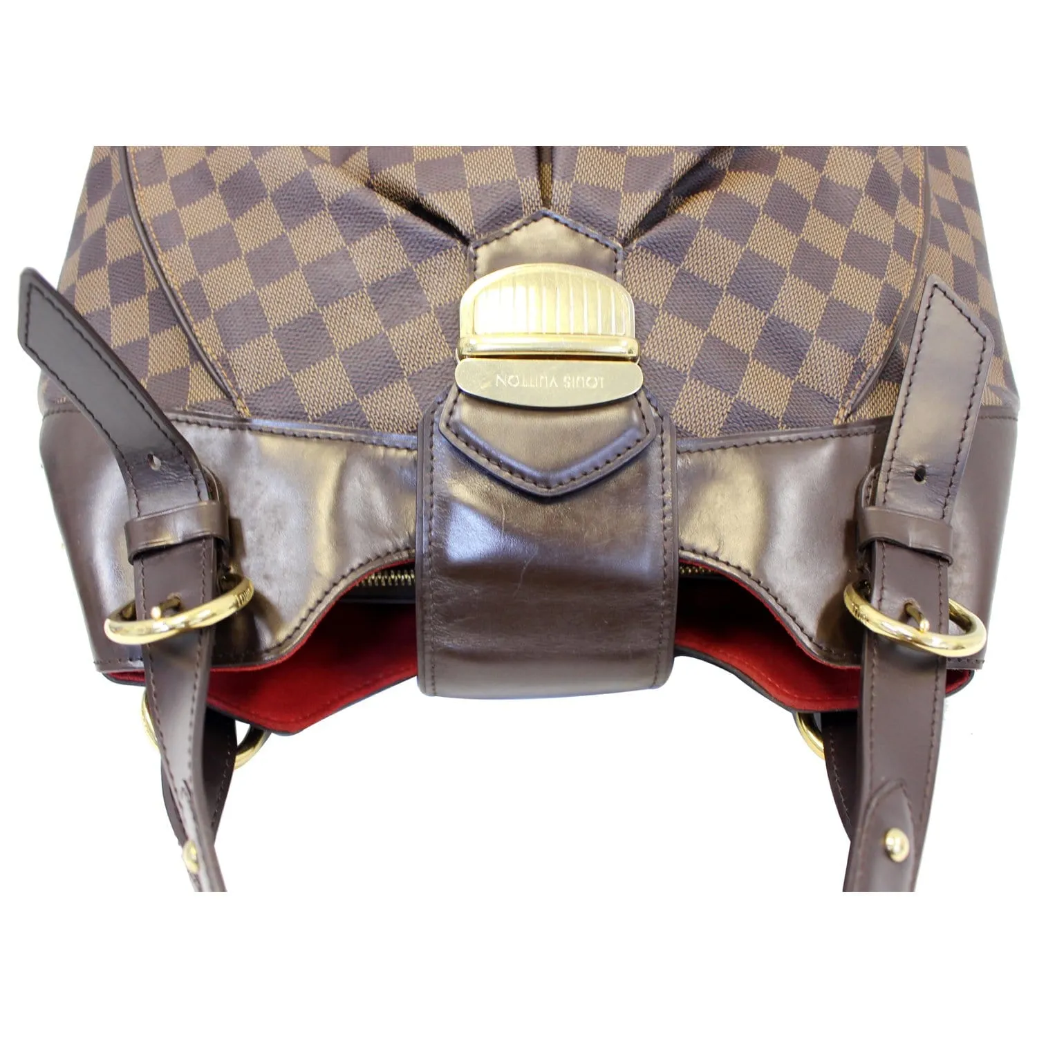 LOUIS VUITTON Sistina GM Damier Ebene Shoulder Handbag Brown