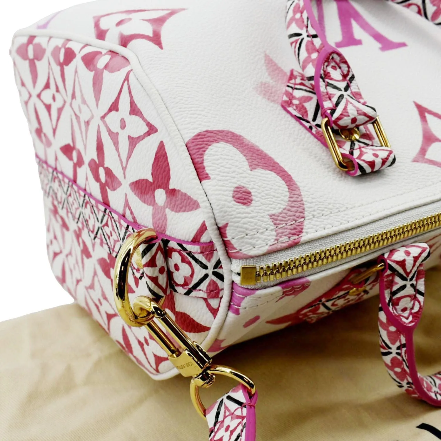 LOUIS VUITTON Speedy 25 Bandouliere Giant Monogram Canvas Shoulder Bag Pink