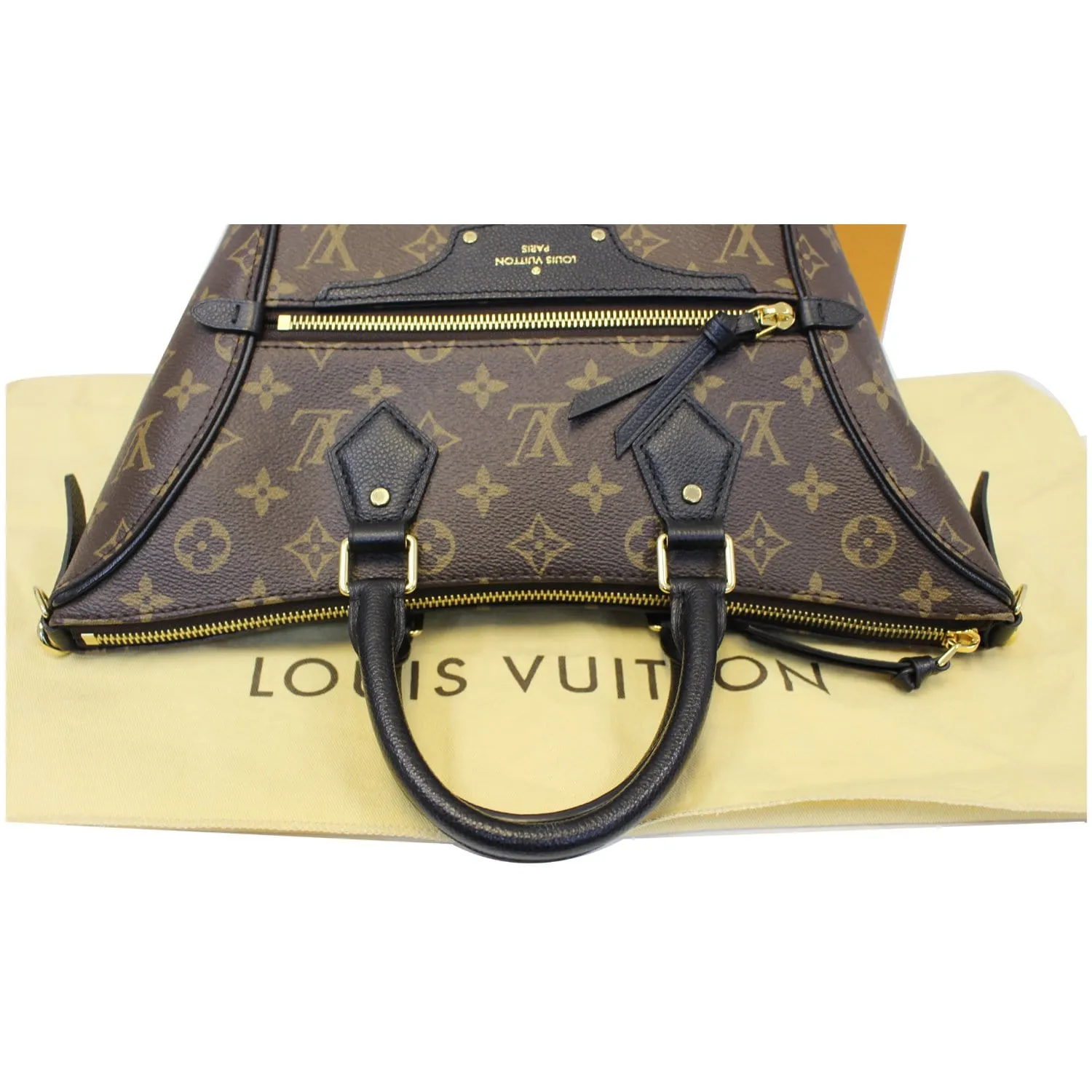 LOUIS VUITTON Tournelle PM Monogram Canvas Shoulder Handbag Black