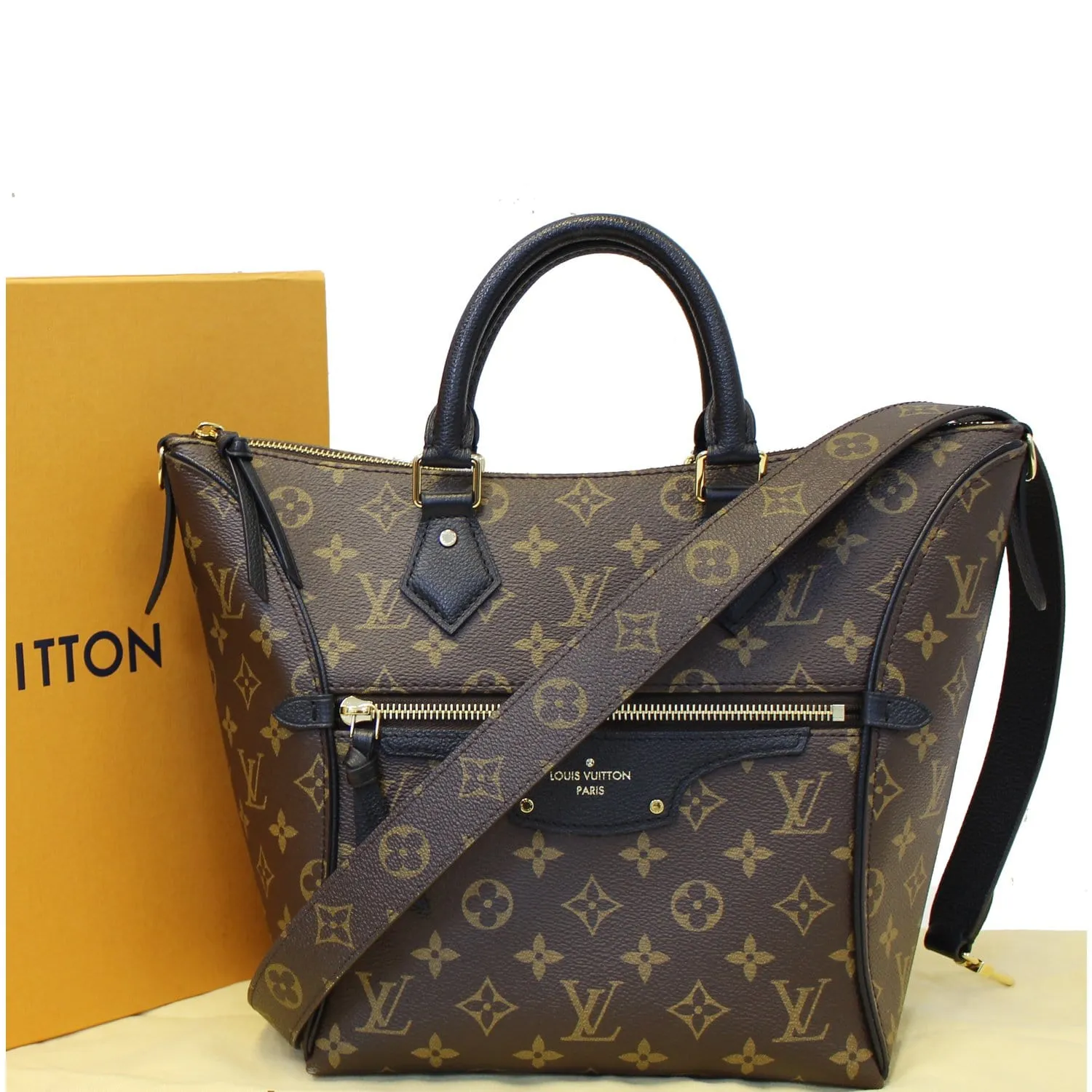 LOUIS VUITTON Tournelle PM Monogram Canvas Shoulder Handbag Black