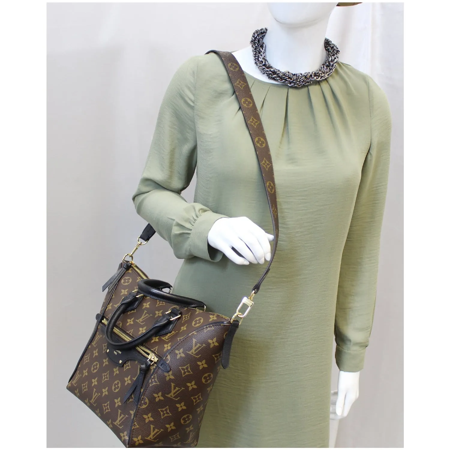 LOUIS VUITTON Tournelle PM Monogram Canvas Shoulder Handbag Black