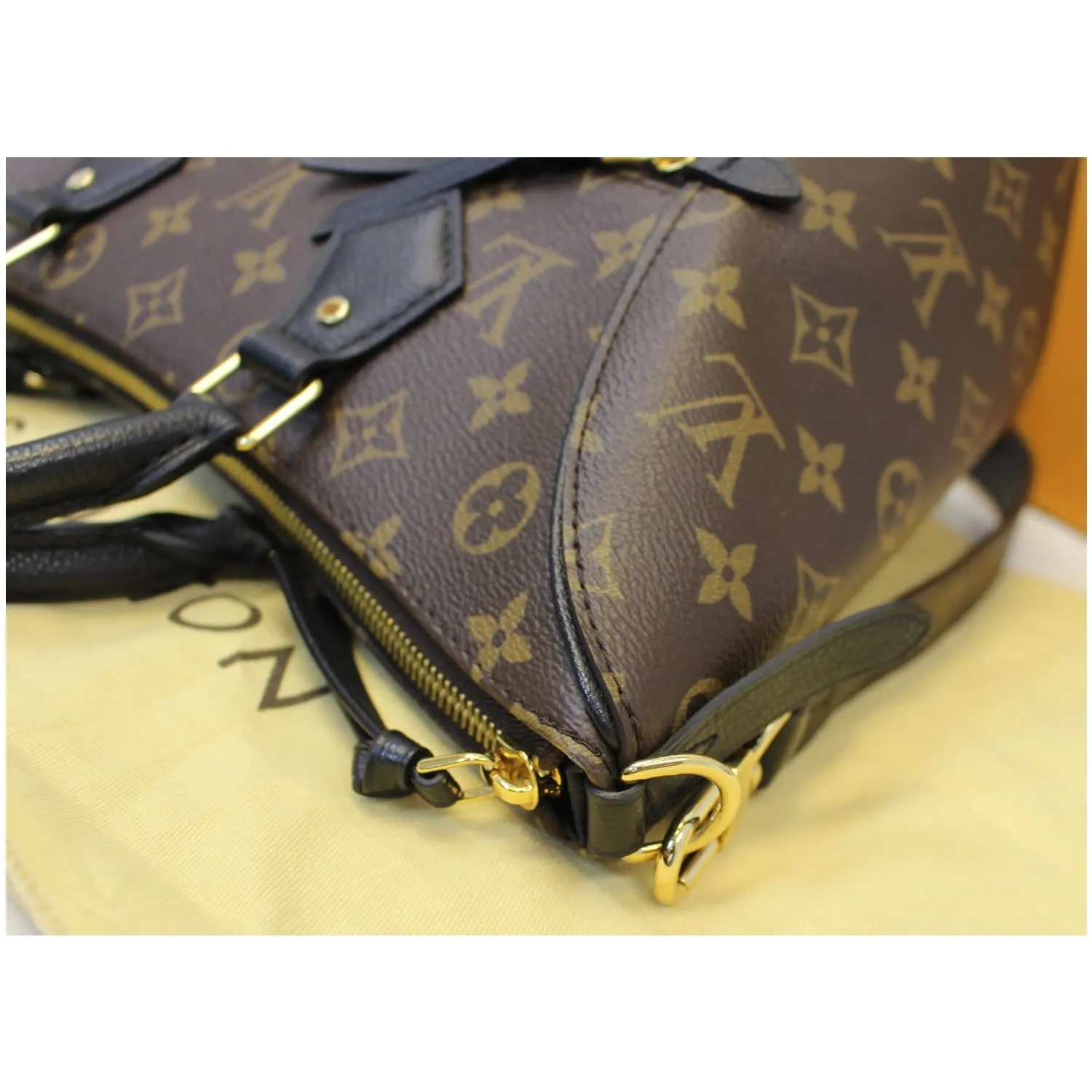 LOUIS VUITTON Tournelle PM Monogram Canvas Shoulder Handbag Black