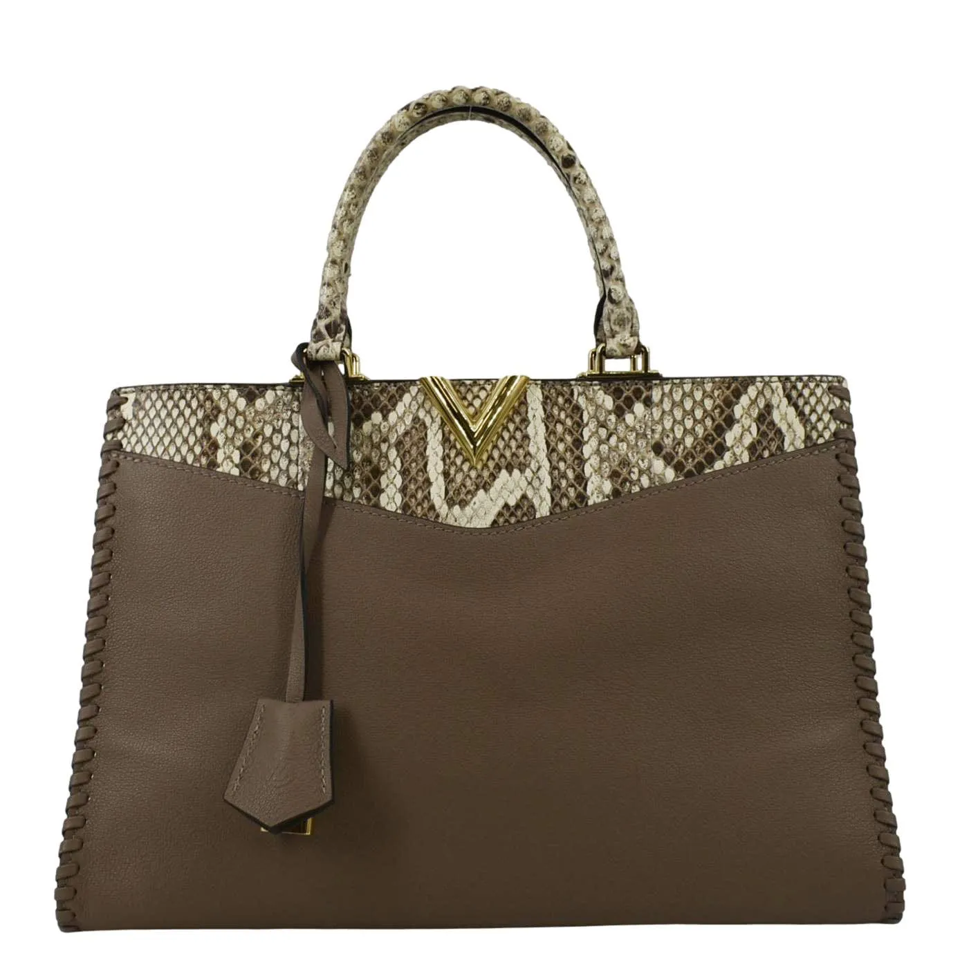 LOUIS VUITTON Very Zipped Python Leather Tote Shoulder Bag Beige