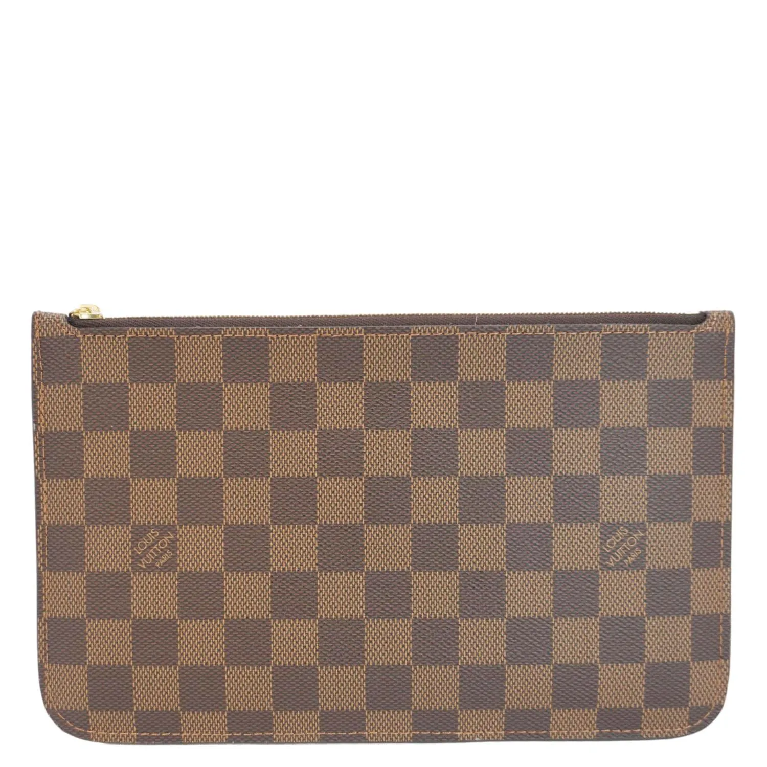 LOUIS VUITTON Wristlet Pochette Damier Ebene Pouch Brown