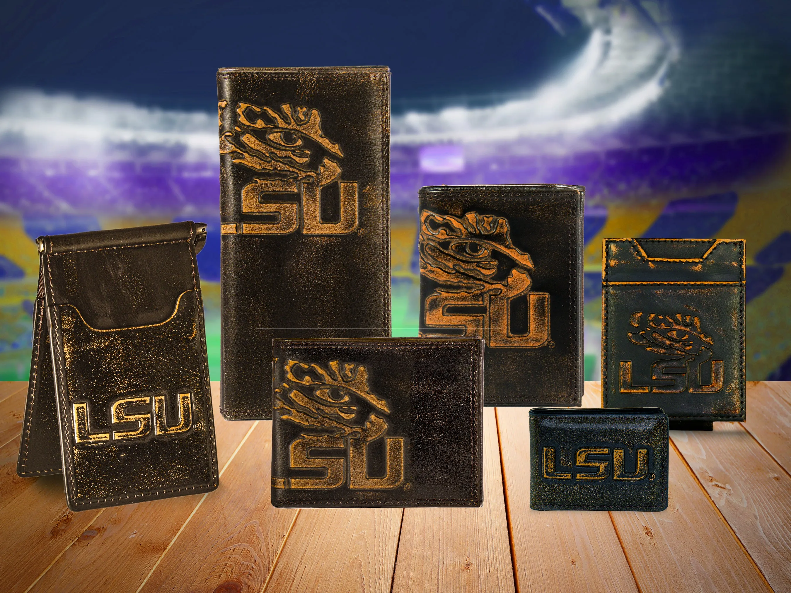 LSU Tigers Burnished Leather Money Clip