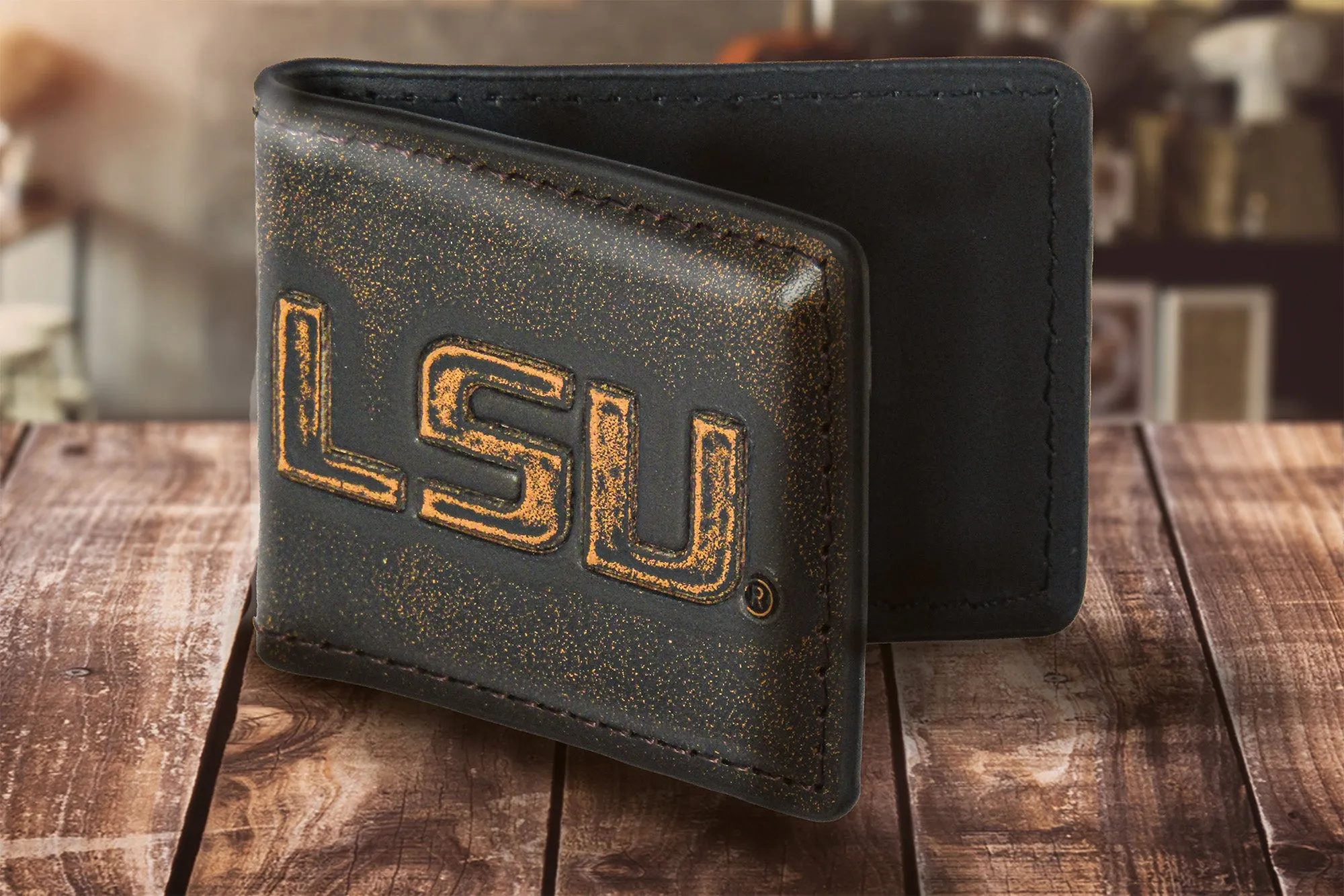 LSU Tigers Burnished Leather Money Clip