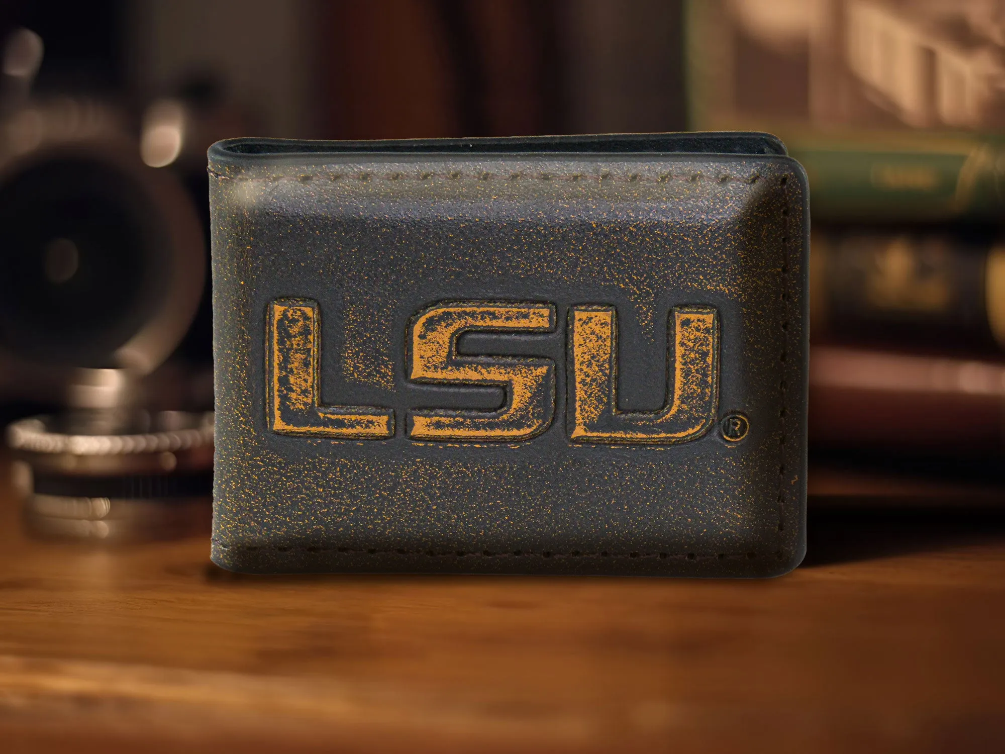 LSU Tigers Burnished Leather Money Clip