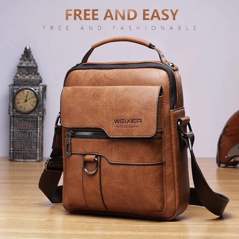Luxury Men Sling Bag Leather Side Shoulder Bag For Men Husband Gift Business Messenger Crossbody Bag Male Vintage Handbag