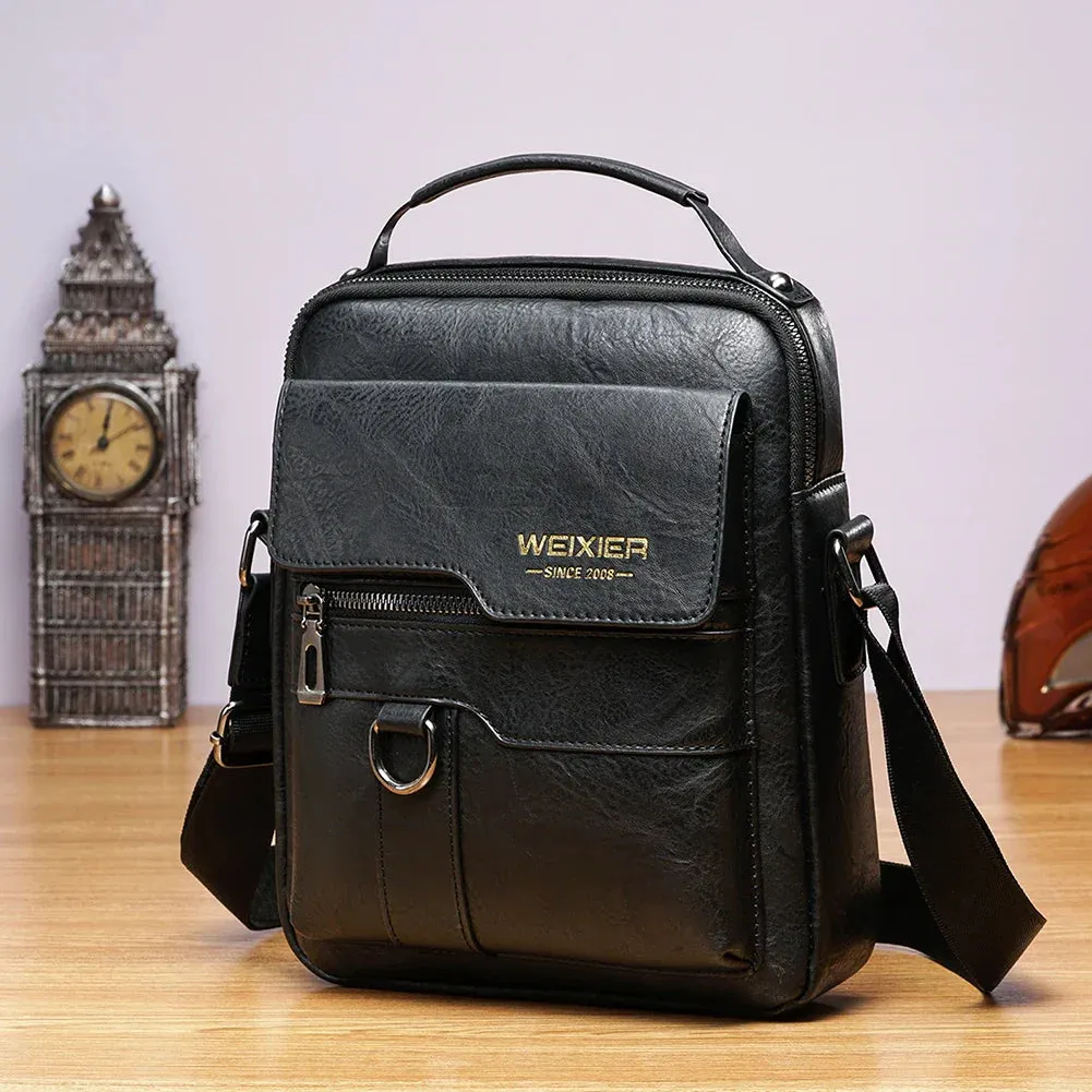 Luxury Men Sling Bag Leather Side Shoulder Bag For Men Husband Gift Business Messenger Crossbody Bag Male Vintage Handbag
