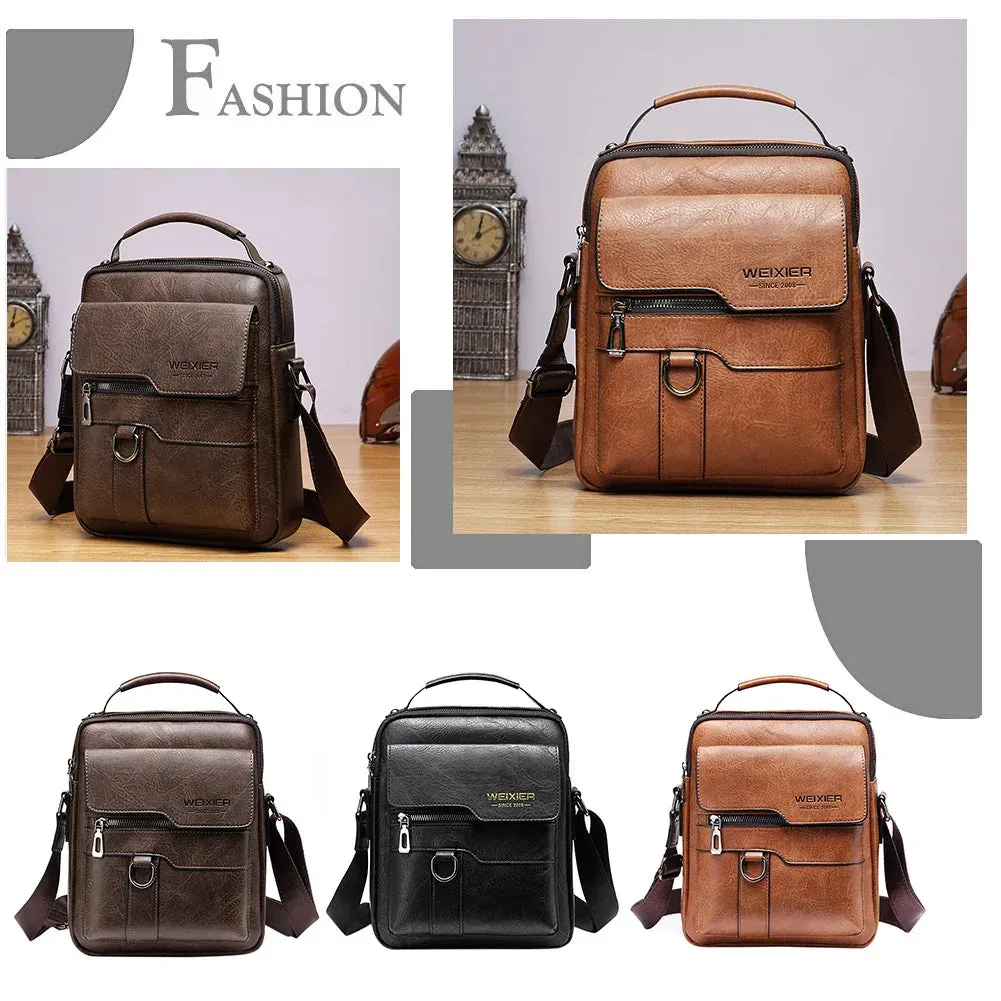 Luxury Men Sling Bag Leather Side Shoulder Bag For Men Husband Gift Business Messenger Crossbody Bag Male Vintage Handbag