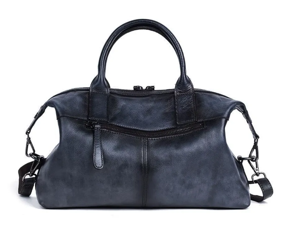 Luxury Voyageur Top Zip Leather Duffel Bag with Shoulder Strap, One Size
