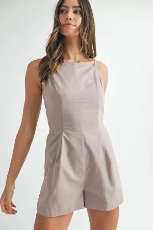 MABLE Adjustable Shoulder Strap Linen Romper
