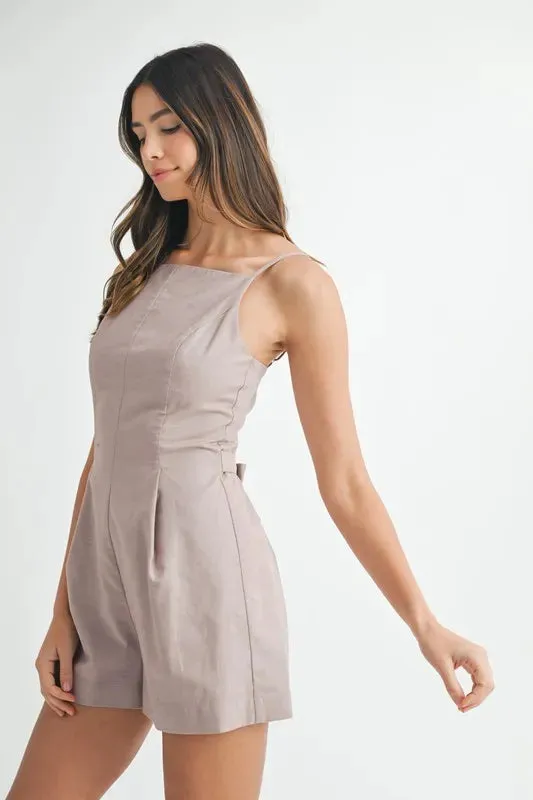 MABLE Adjustable Shoulder Strap Linen Romper