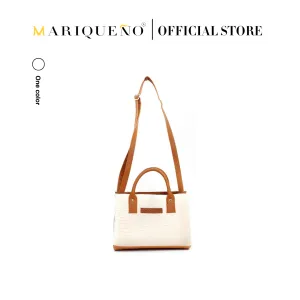 MADELINE Croc Embossed Handbag in Off White