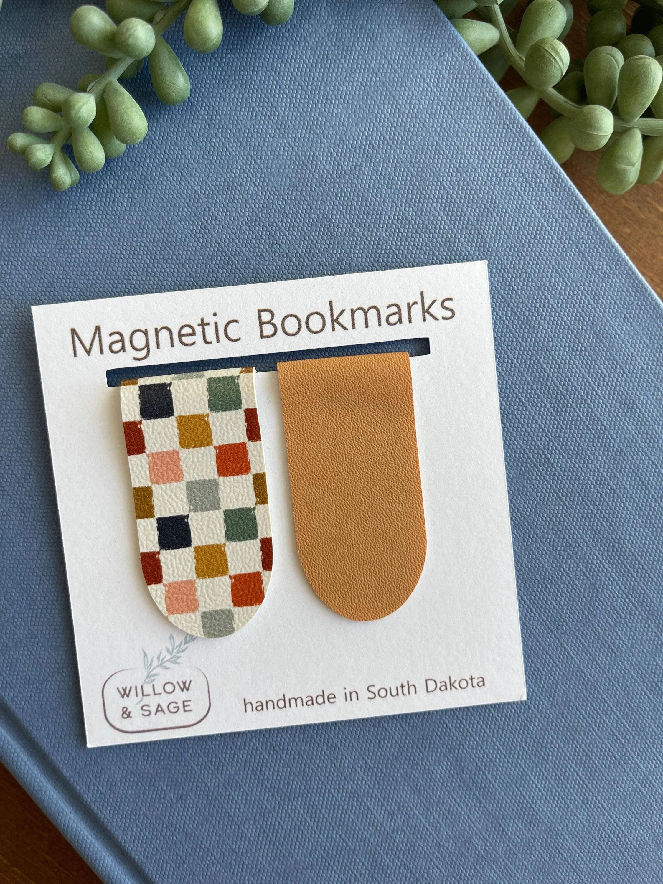Magnetic Bookmark Pair | Boho Bookmarks | Faux Leather