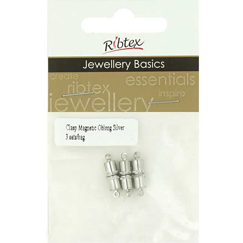 MAGNETIC CLASP OBLONG SILVER 15MM 3SETS