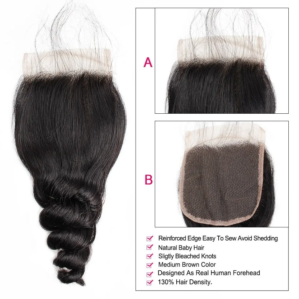Malaysian Loose Wave 4"x4" Lace Closure