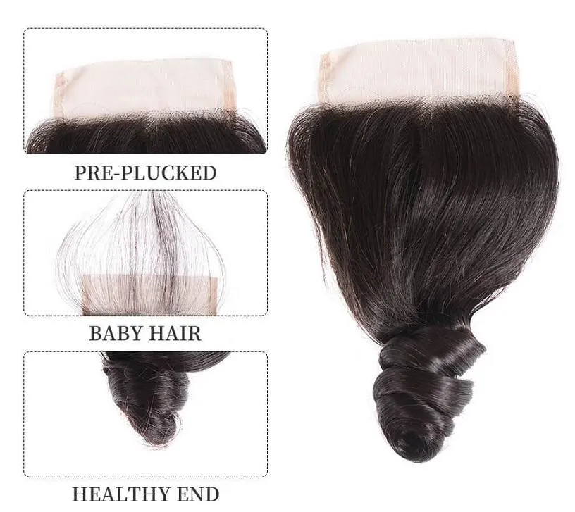 Malaysian Loose Wave Bundles With 4×4 Closure 10A Grade 100% Human Remy Hair MYLOCKME