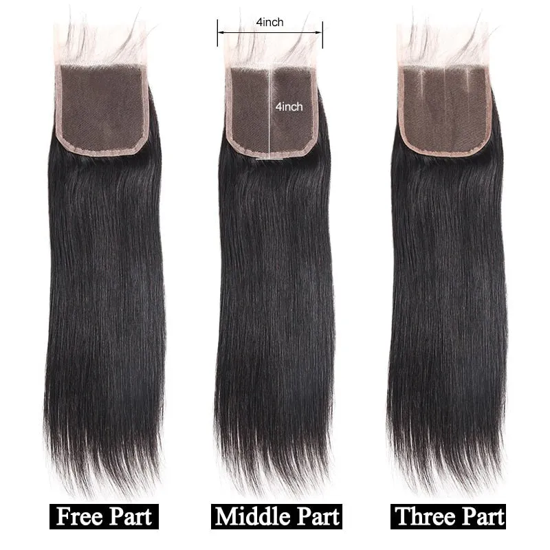 Malaysian Straight Hair 4"x 4" Lace Closure