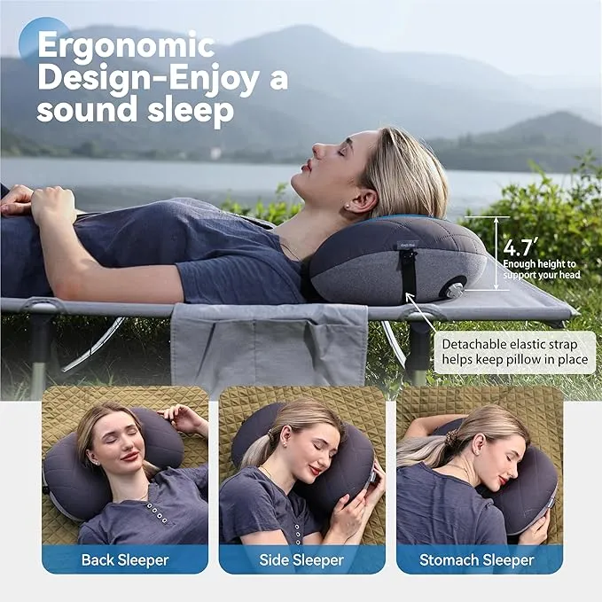MARCHWAY Ultralight Inflatable Camping Pillow with Soft Washable Cover, Compact Compressible Portable Travel Air Pillow for Outdoor Camp, Sport, Hiking, Backpacking Sleep (Grey)