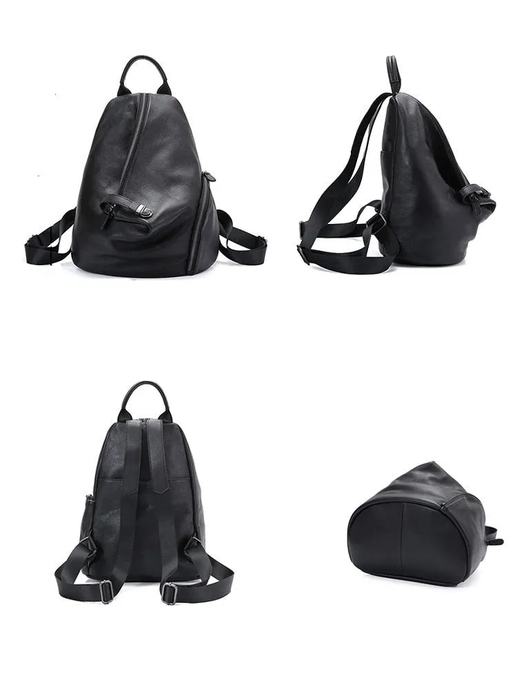 Marianna Pebbled Leather Backpack, One Size, Beige/Black/Gray/Yellow