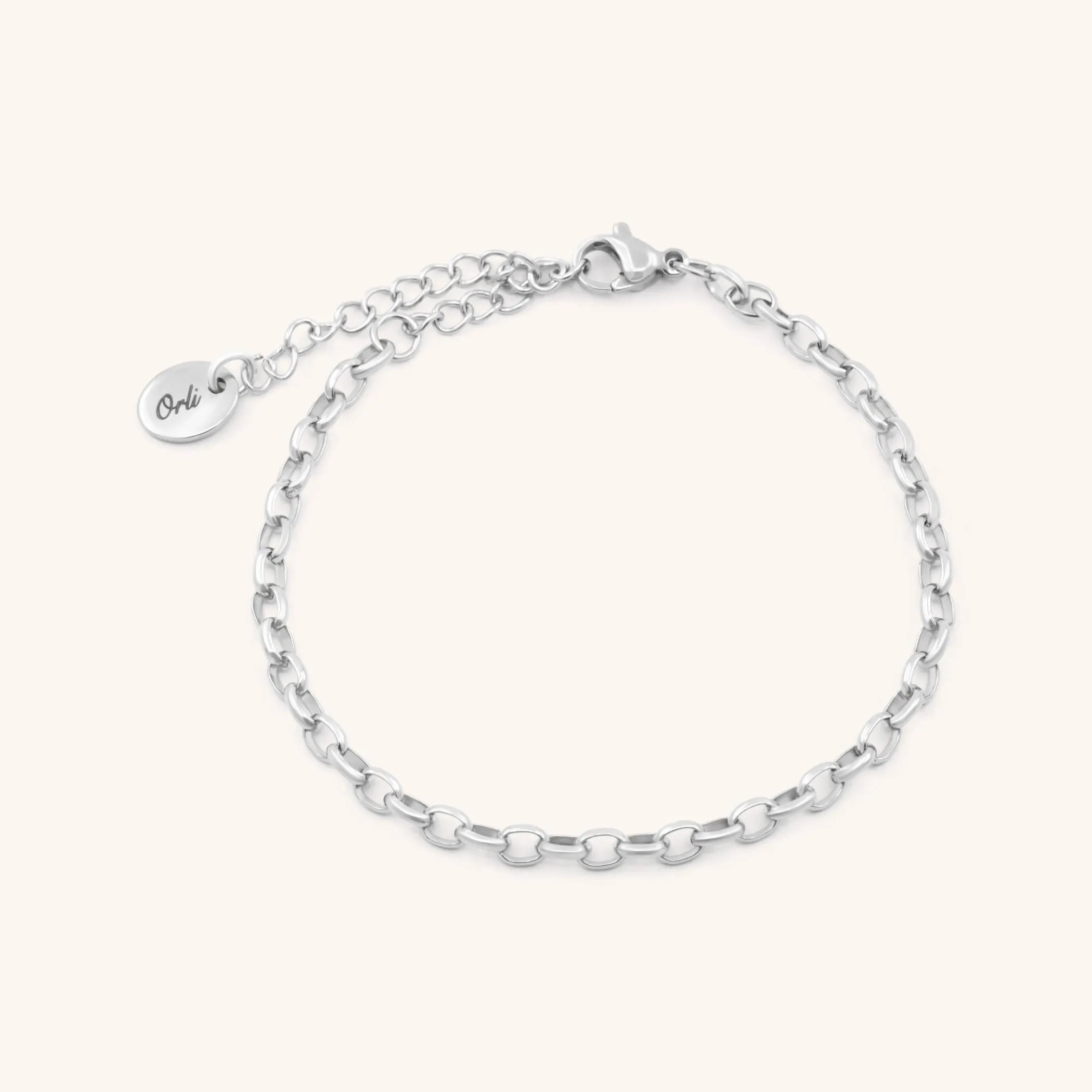 Maya Oval Rolo Chain Bracelet, Silver