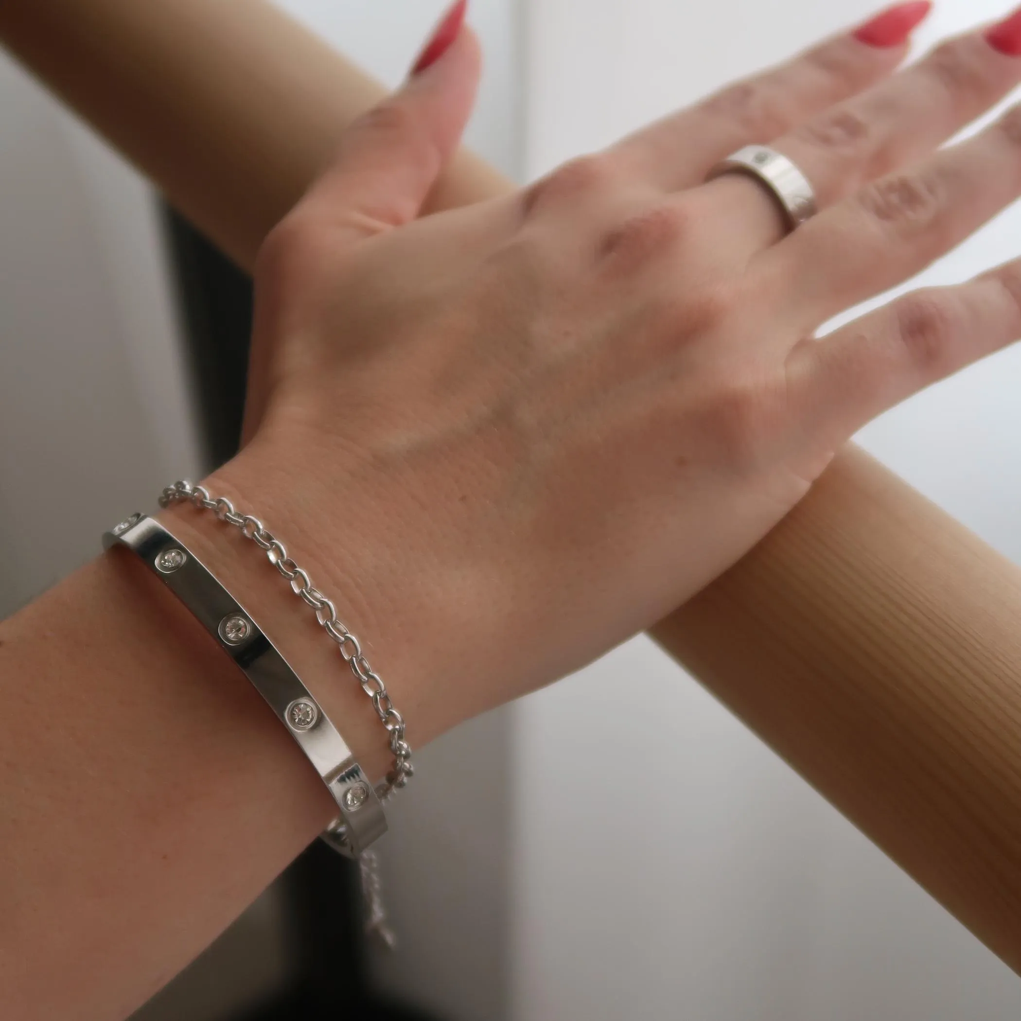 Maya Oval Rolo Chain Bracelet, Silver